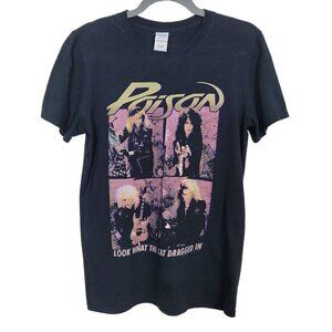 Poison T-Shirt Small Look What The Cat Dragged In Album Cover Print Gildan Tag